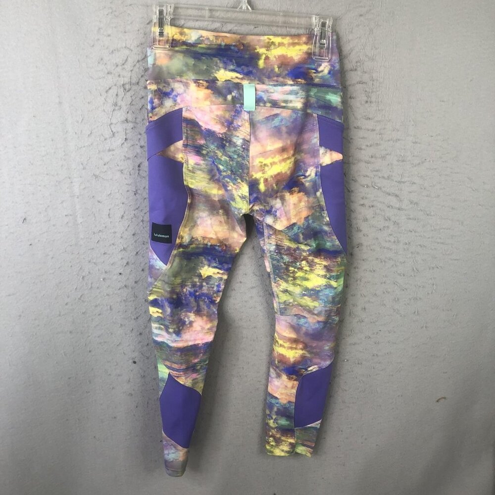 Lululemon Leggings Womens 6 Multicolor Tie Dye Cropped Zip Pockets Athleisure - Picture 2 of 16